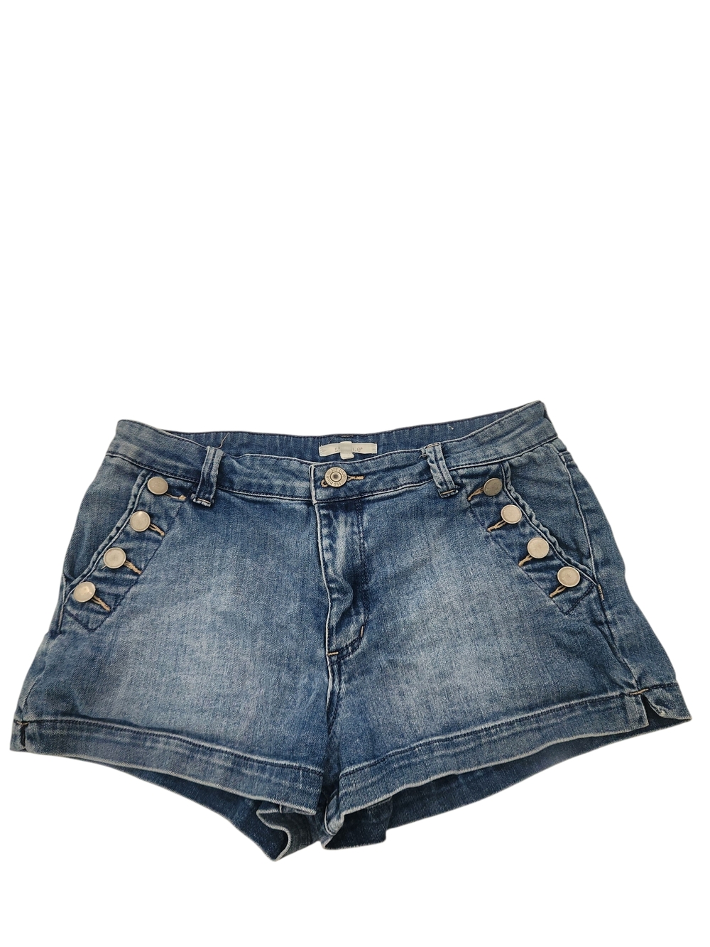 STS Blue Faded Blue Denim Shorts with Side Button Sailor Trim  Size 28